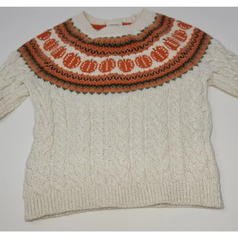 Cynthia Rowley Girls Pumpkin Fall Autumn Thanksgiving Sweater XS 4